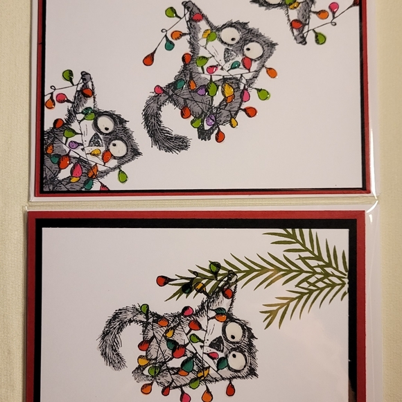 4 Hand Crafted Cards Snarky Cat - Picture 2 of 3